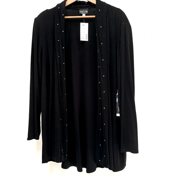 Onyx Nite Long Open Front Studded Long Sleeve Cardigan Style Jacket Plus 3X- NWT - Picture 1 of 8